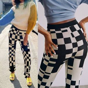 Paloma Wool Black and White Checkered Pants